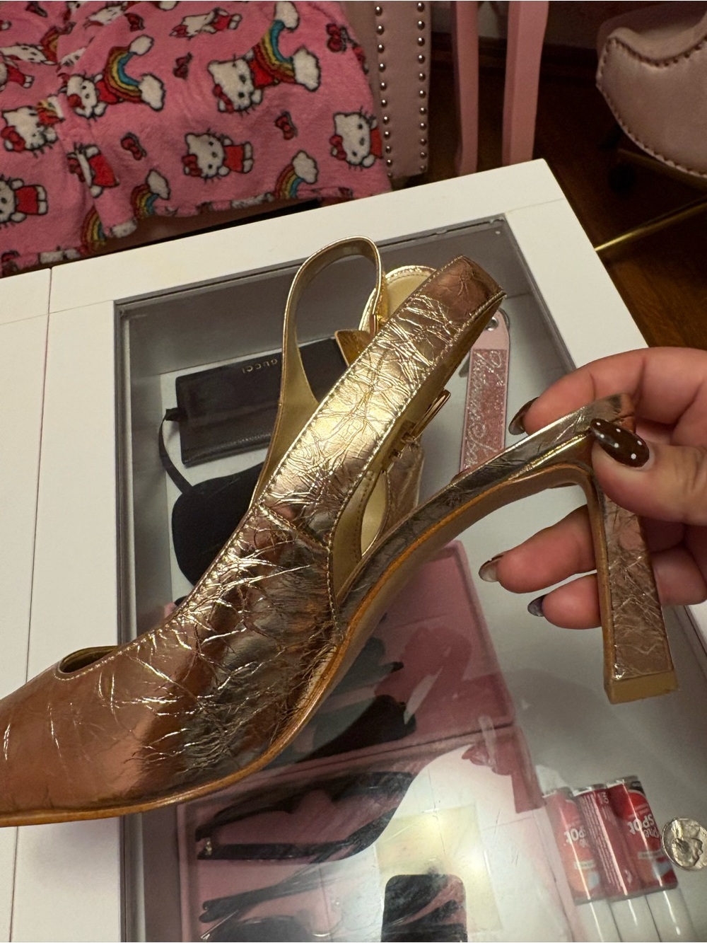 Michael Kors Metallic Bronze Slingback Heels - Picture 4 of 5
